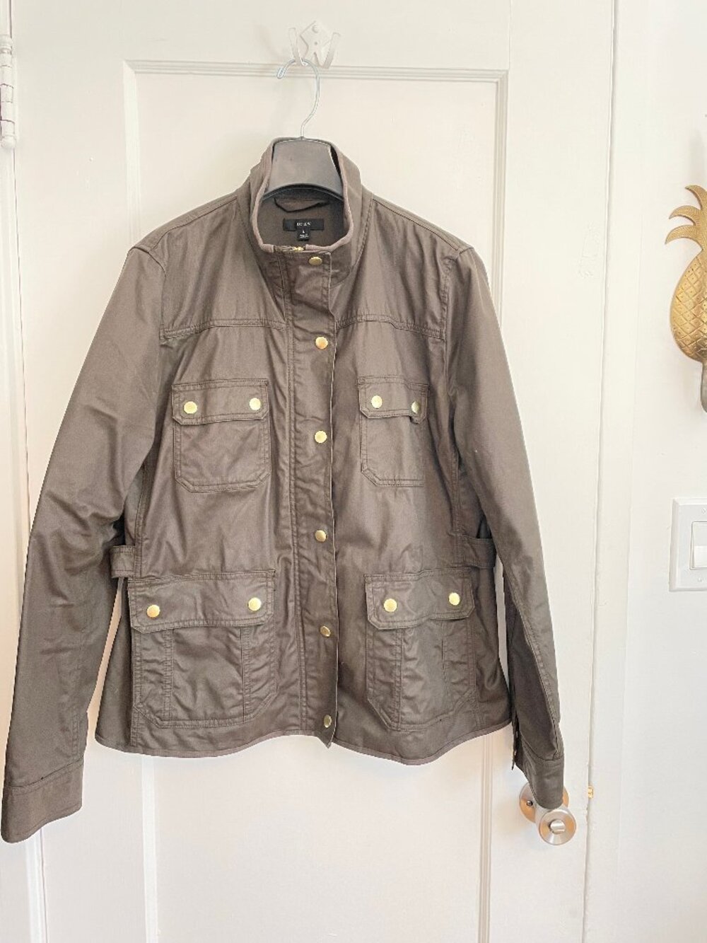 J. Crew Brown Waxed Cotton Utility Jacket - Size L